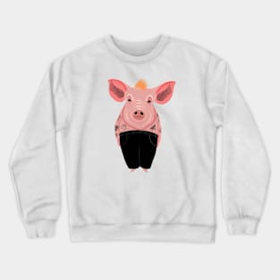 Cool Pig with Tattoo in Trousers Crewneck Sweatshirt